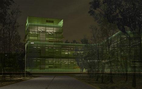 Science center at night